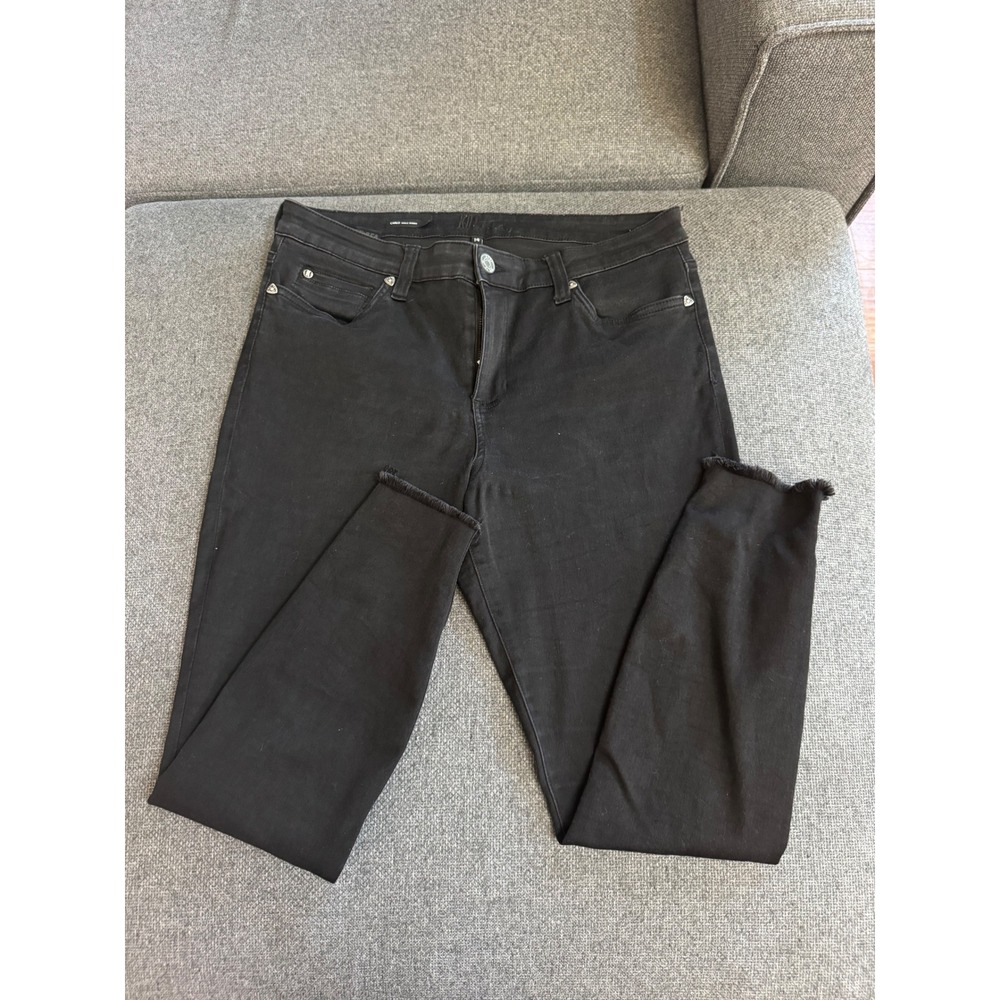 Democracy Ab Solution Black Skinny Jeans Frayed Hem Size 14